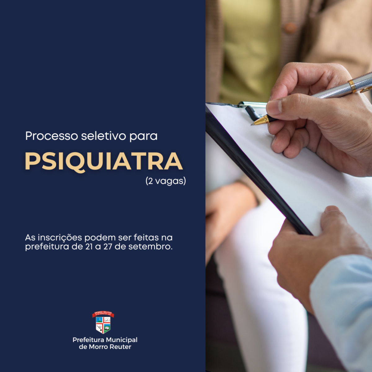 Morro Reuter abre edital para duas vagas de psiquiatra